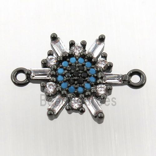 copper flower connector paved zircon, black plated