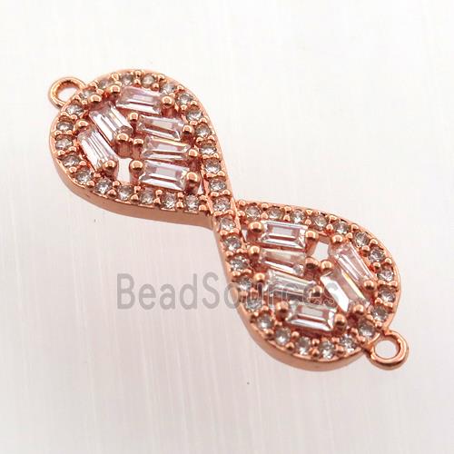 copper infinity connector paved zircon, rose gold