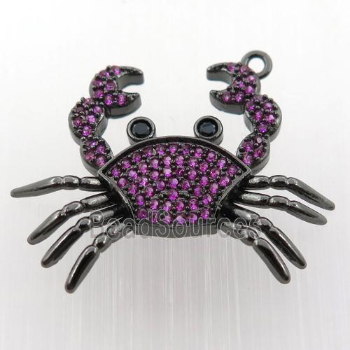 copper crab pendant pave zircon, black plated