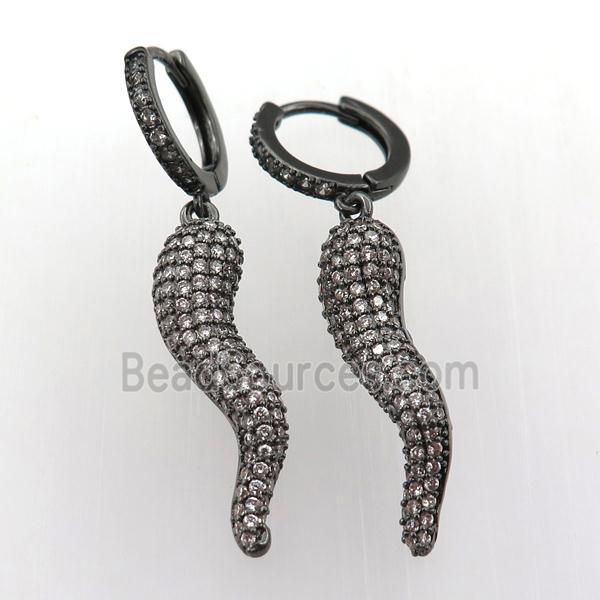 copper hoop earring pave zircon with Pepper, black plated