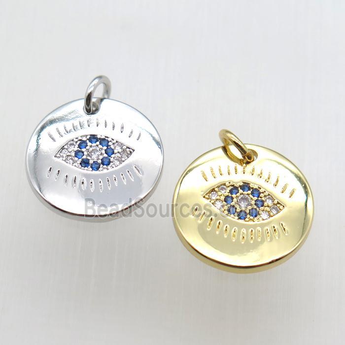 copper eye pendant paved zircon, mixed color