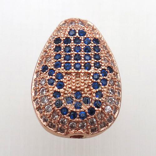 copper teardrop beads paved zircon, rose gold