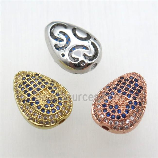 copper teardrop beads paved zircon, mixed color