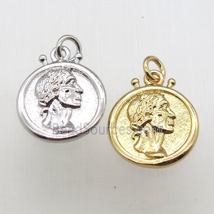 copper coin pendant, mixed color