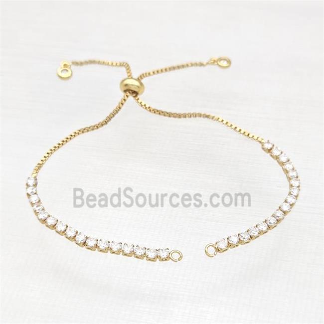 copper bracelet chain paved zircon, gold plated