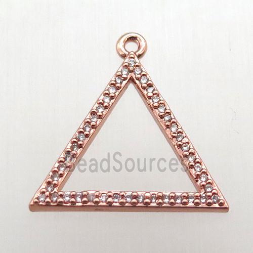 copper triangle pendant pave zircon, rose gold