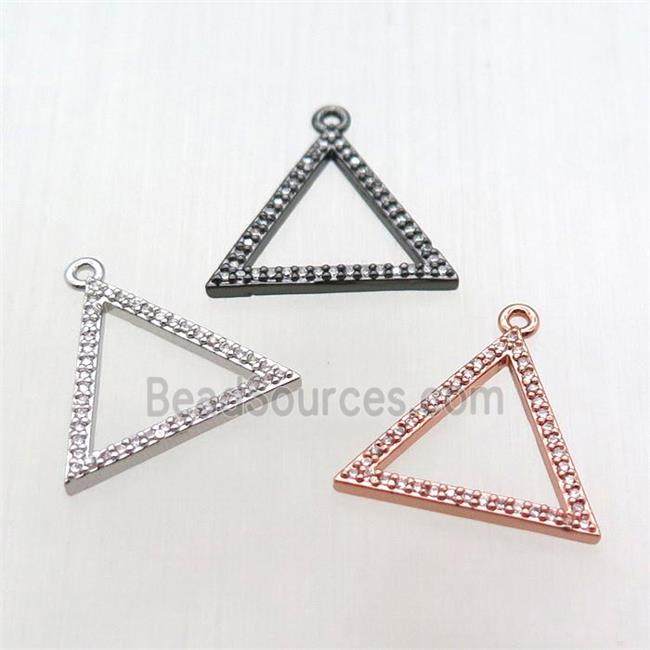 copper triangle pendant pave zircon, mixed color