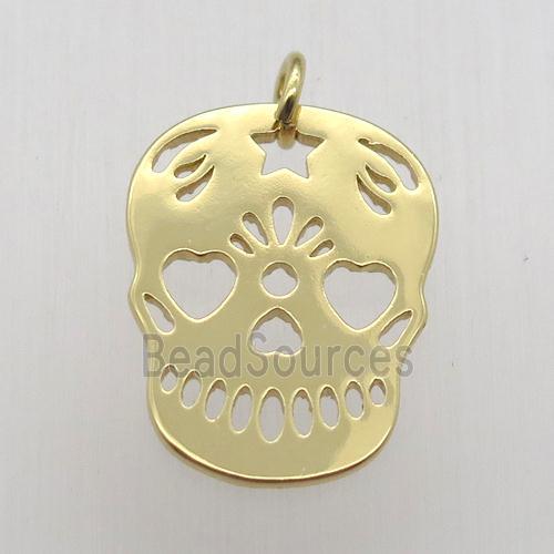 copper skull pendant, gold plated