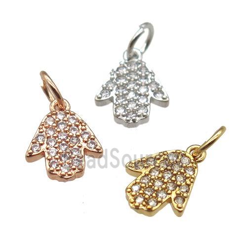copper hamsahand pendant paved zircon, tulip, mixed color