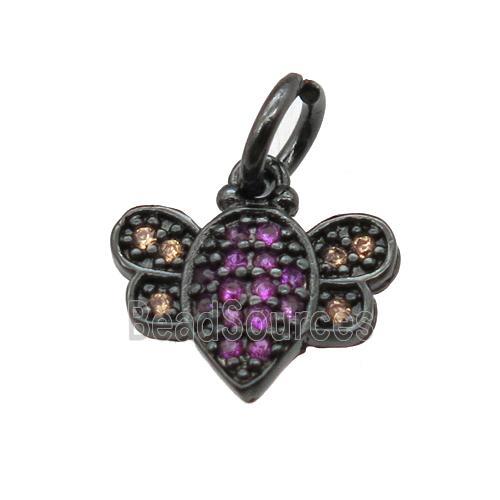 copper honeybee pendant paved zircon, black plated