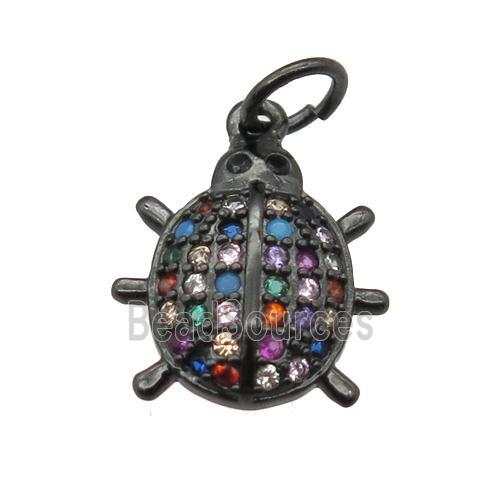 copper Beetle pendant paved zircon, black plated