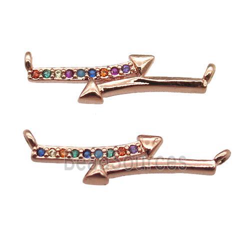 copper arrow pendant pave zircon, rose gold