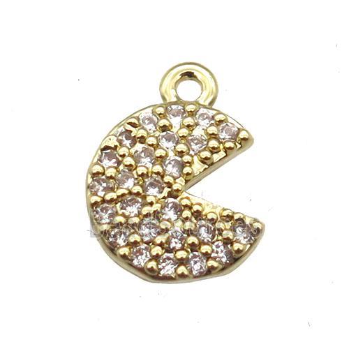 copper Emoji pendant paved zircon, gold plated