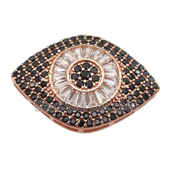 copper eye beads paved zircon, rose gold