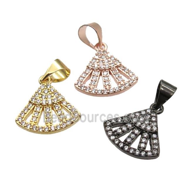 copper fan pendant paved zircon, mixed color