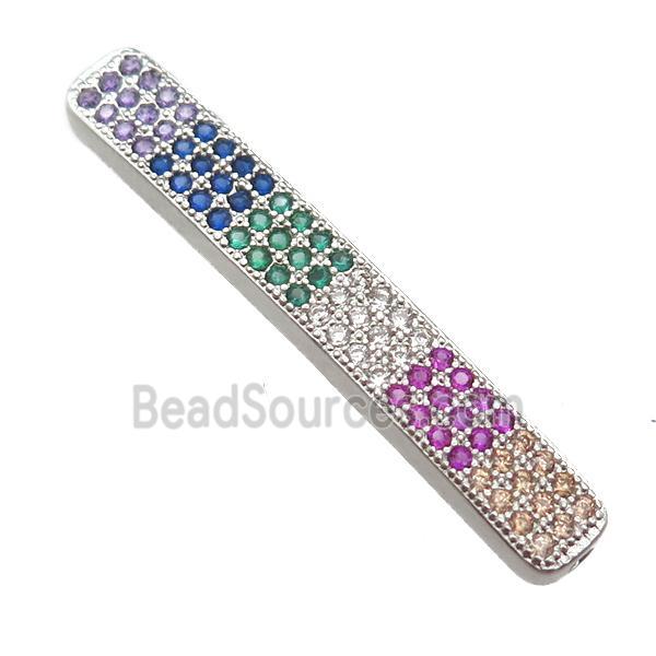 copper tube beads paved zircon, platinum plated