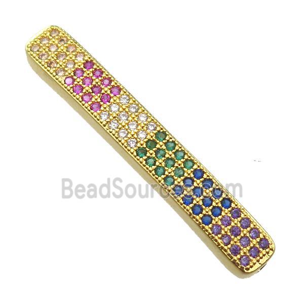 copper tube beads paved zircon, gold plated