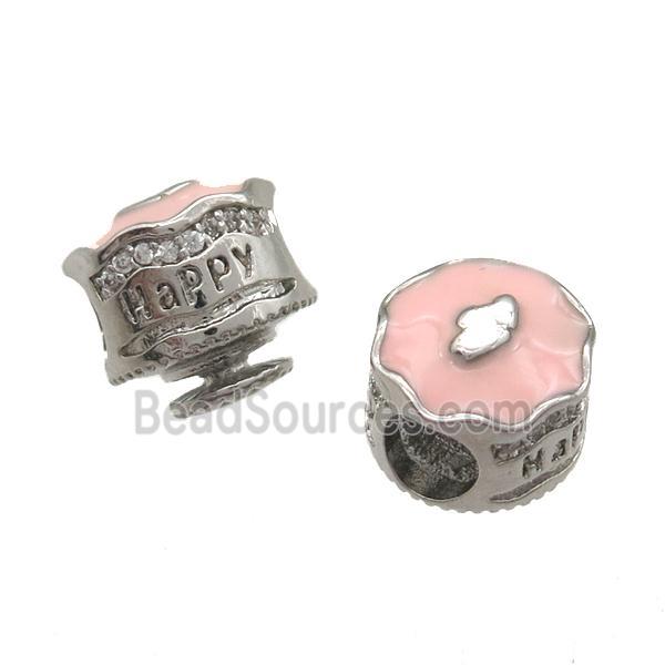 European Style copper beads, Enameling, platinum plated