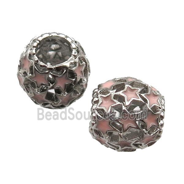 European Style copper barrel beads, Enameling, platinum plated