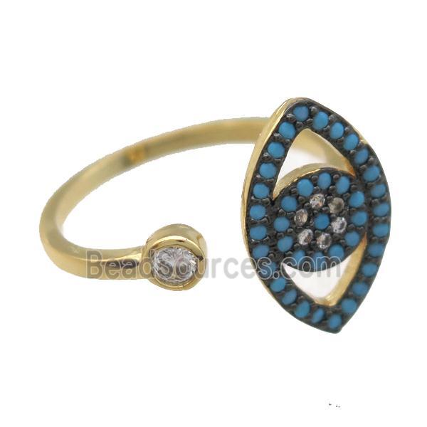 copper ring paved zircon, gold plated