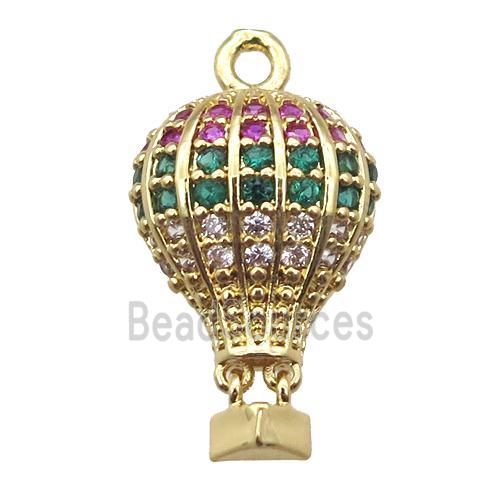copper balloon pendant paved zircon, gold plated