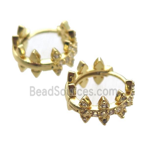 copper hoop Earring paved zircon, gold plated