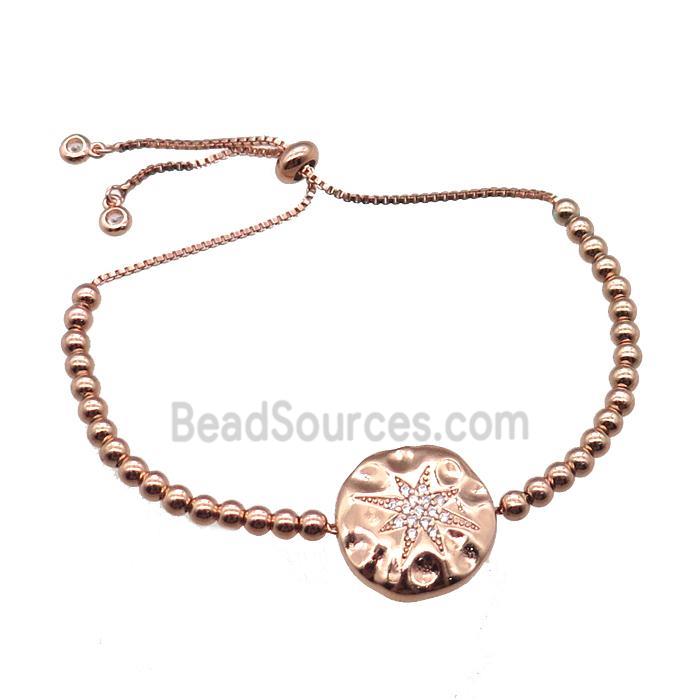 copper bracelet paved zircon, rose gold