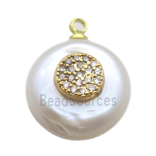 natural pearl pendant paved zircon