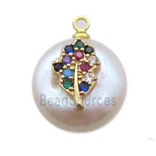 natural pearl pendant paved zircon