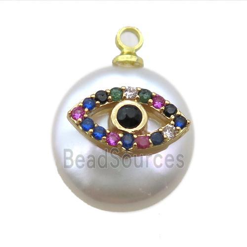 natural pearl pendant paved zircon