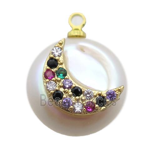 natural pearl pendant paved zircon