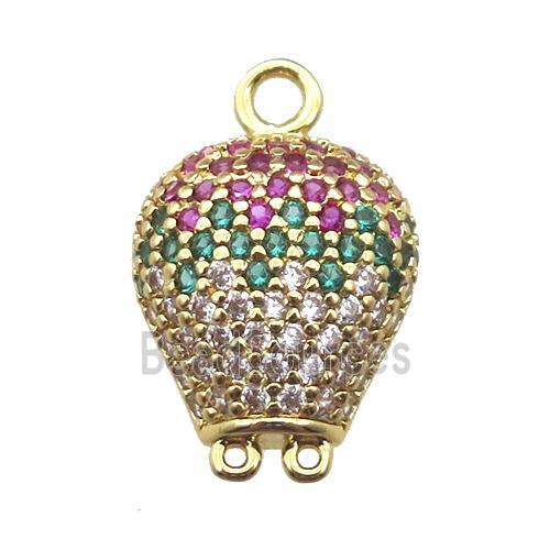 copper balloon pendant paved zircon, gold plated