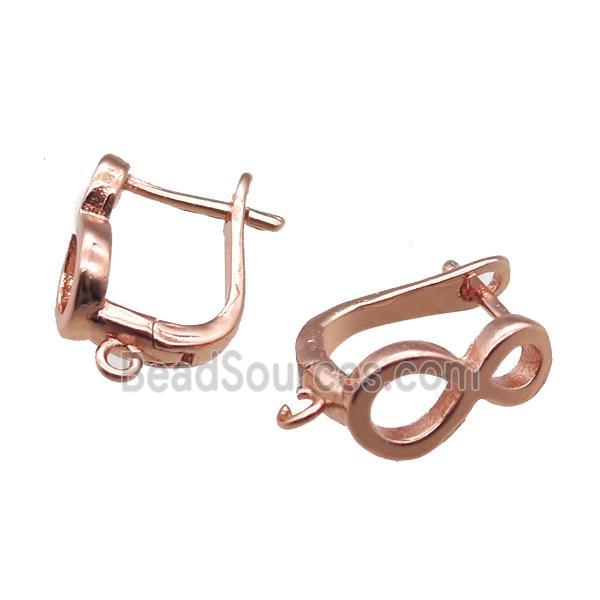 copper Latchback Earrings, infinity, rose gold