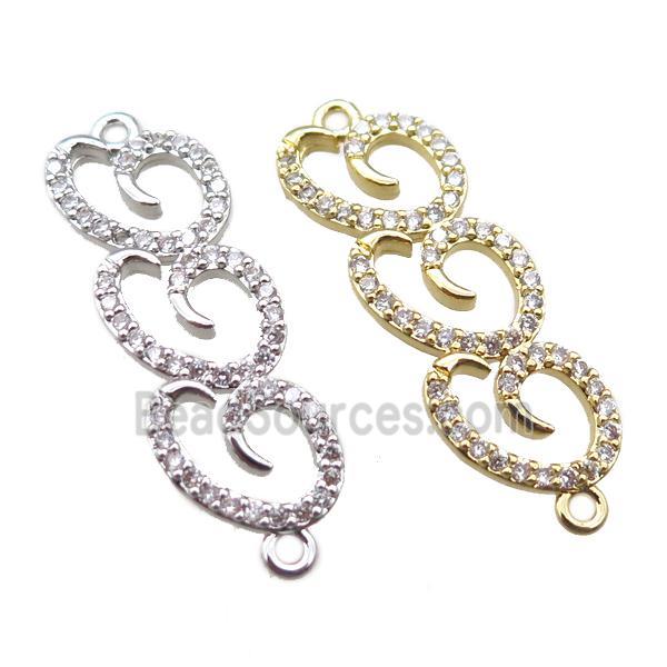 copper connector paved zircon, gold plated