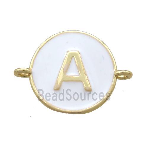 white enameling copper letter-A connector, gold plated