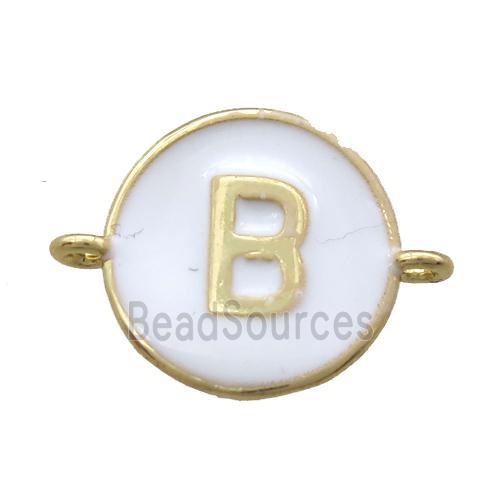 white enameling copper letter-B connector, gold plated