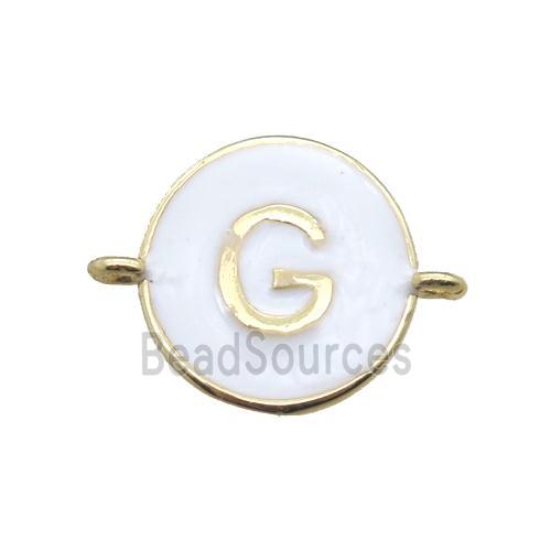 white enameling copper letter-G connector, gold plated