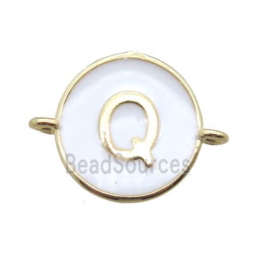 white enameling copper letter-Q connector, gold plated