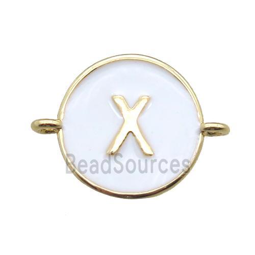 white enameling copper letter-X connector, gold plated