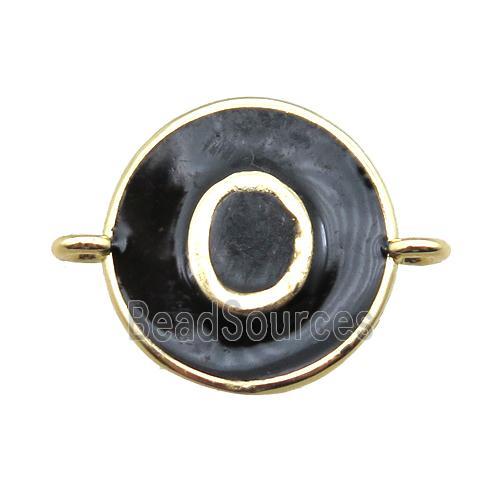 black enameling copper letter-O connector, gold plated