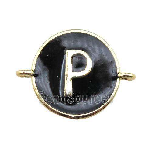 black enameling copper letter-P connector, gold plated