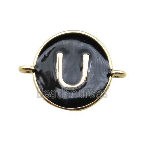 black enameling copper letter-U connector, gold plated