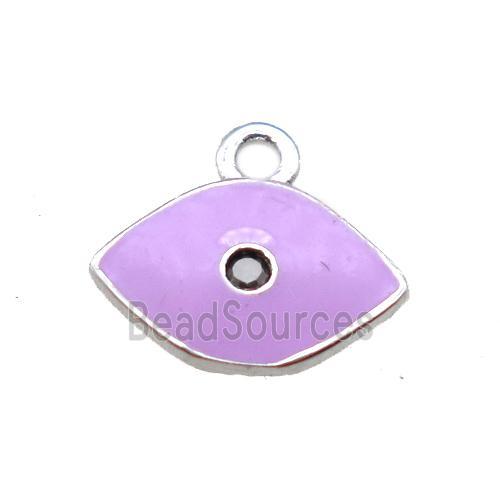 hotpink enameling copper eye pendant paved zircon, platinum plated