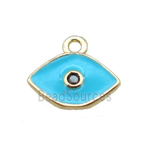 aqua enameling copper eye pendant paved zircon, gold plated