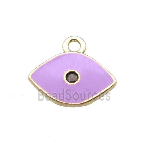 purple enameling copper eye pendant paved zircon, gold plated