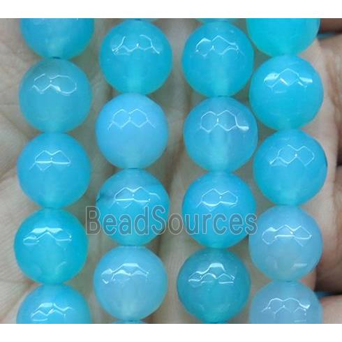 aqua agate beads, faceted round