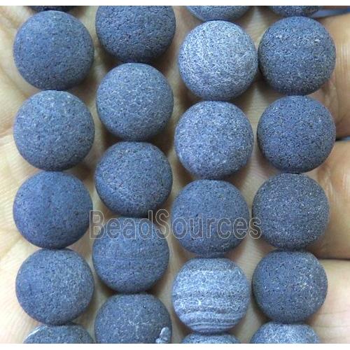 black frosted Crackle Agate Stone beads, round