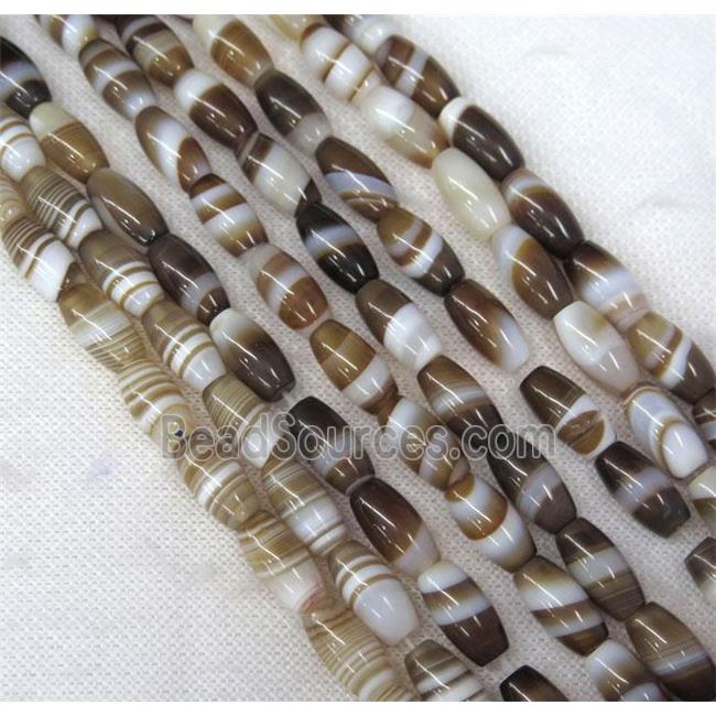 coffee stripe Agate barrel beads