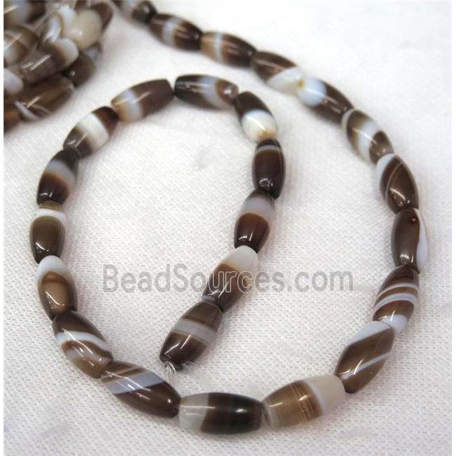 coffee stripe Agate barrel beads