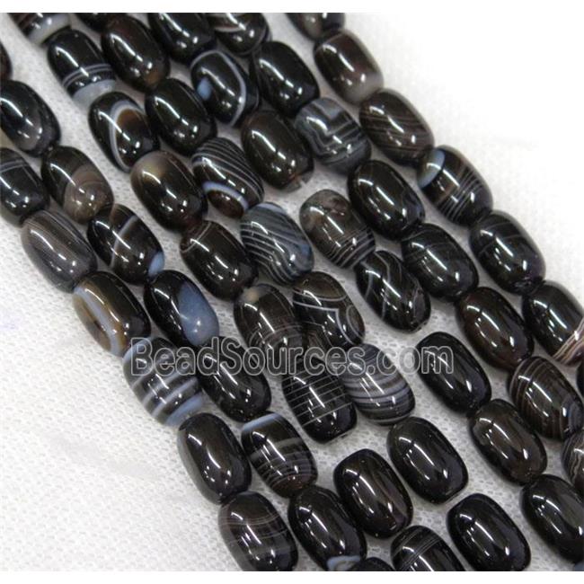 black stripe Agate barrel beads